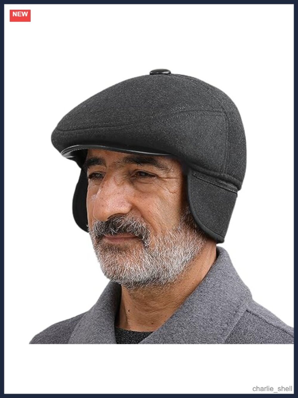 Mens Wool Blend Winter Flat Cap Ear Flaps Newsboy Tweed Hat